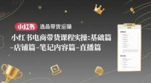 小红书电商带货课程实操：基础篇-选品篇-店铺篇-笔记内容篇-直播篇-泱泱学习社