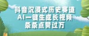 抖音沉浸式历史赛道，AI一键生成长视频，条条点赞过W【揭秘】-泱泱学习社