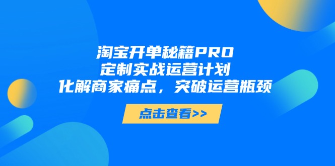 淘宝开单秘籍PRO，定制实战运营计划，化解商家痛点，突破运营瓶颈-泱泱学习社