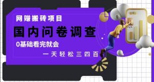 网创搬砖项目，国内问卷调查，0基础看完就会 一天轻松三四张，靠谱副业干就完了【揭秘】-泱泱学习社