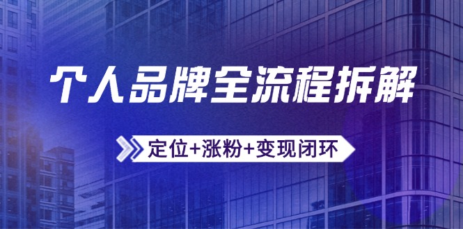 个人品牌全流程拆解：定位+涨粉+变现闭环，微信生态运营与资源整合-泱泱学习社
