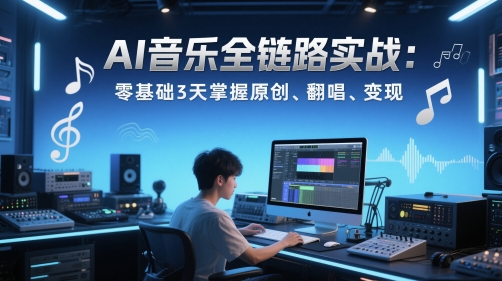 AI音乐全链路实战变现课：零基础3天掌握原创、翻唱、变现-泱泱学习社