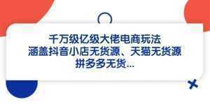 千万级亿级大佬电商玩法：涵盖抖音小店无货源、天猫无货源、拼多多无货...-泱泱学习社