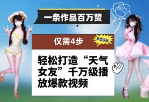 一条作品百万赞！ 只需4步，轻松打造“天气女友”千万级播放爆款视频-泱泱学习社