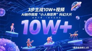 3步生成10W+视频，AI制作微观“小人物世界”科幻大片，条条万赞，1条作品涨粉2.3W-泱泱学习社