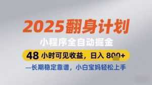 2025翻身计划小程序全自动掘金，48小时可见收益，日入多张+，长期稳定靠谱，小白宝妈轻松上手【揭秘】-泱泱学习社