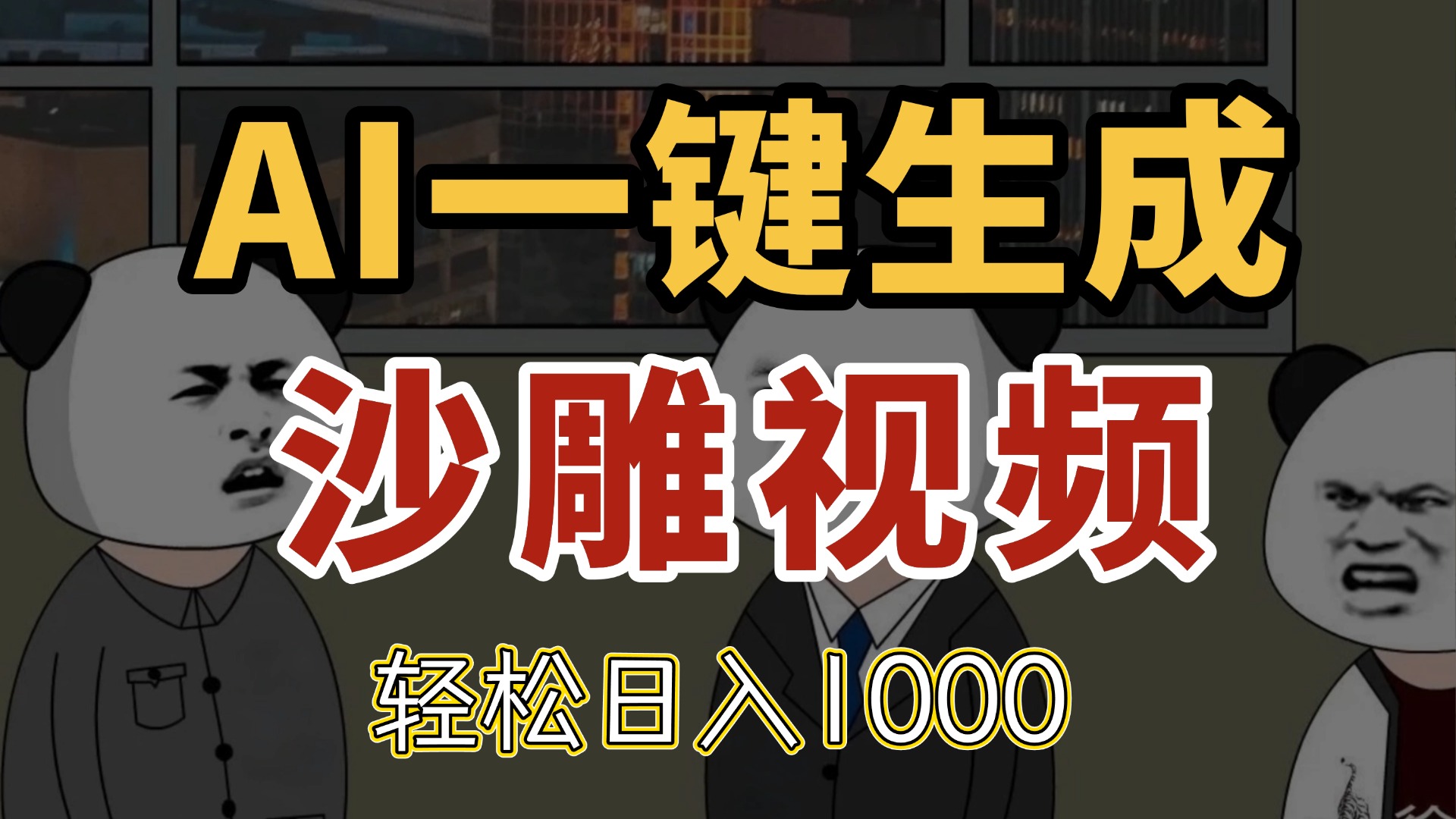 AI一键生成沙雕视频，一条视频千万播放，轻松日入1000-泱泱学习社