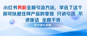小红书男粉引流 学会了这个变现很容易，不讲废话全程针对男人的打法 全程干货-泱泱学习社