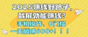 2025赚钱野路子，截屏就能赚钱？手机操作0门槛，一天躺赚600+！！！-泱泱学习社