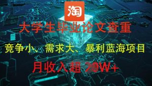 大学生毕业论文查重，暴利蓝海项目，月收入过1W+-泱泱学习社