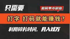 只需要打字，打码，就能赚钱？简单的赚钱小副业，利用碎片时间，月入过万-泱泱学习社