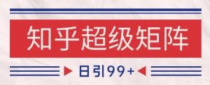 知乎超级矩阵玩法引流高质量精准粉SEO覆盖，日变现1k+【揭秘】-泱泱学习社