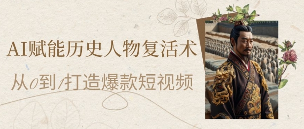 AI赋能历史人物复活术：从0到1打造爆款短视频，7天涨粉10W，小白也能月入过1W-泱泱学习社