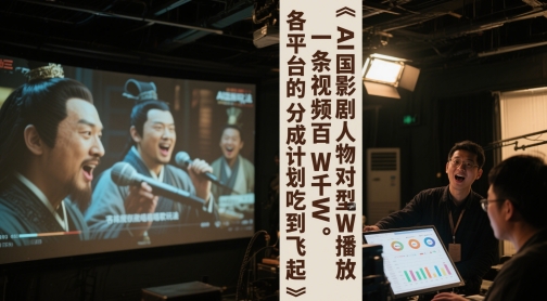 AI三国影视剧人物对口型唱歌玩法，一条视频百W千W播放，各平台的分成计划吃到飞起-泱泱学习社