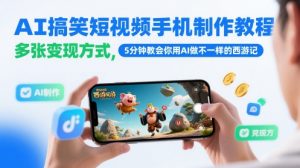 AI搞笑短视频手机制作教程，多张变现方式，5分钟教会你用AI做不一样的西游记-泱泱学习社