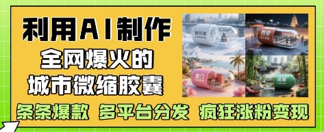 利用AI制作全网爆火的城市微缩胶囊，条条爆款， 多平台分发，疯狂涨粉变现-泱泱学习社