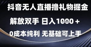抖音无人直播撸礼物掘金,解放双手,日入1k,0成本纯利,无基础可上手【揭秘】-泱泱学习社