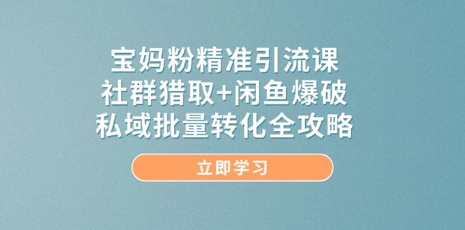 宝妈粉精准引流课，社群猎取+闲鱼爆破，私域批量转化全攻略-泱泱学习社