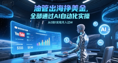 油管出海挣美金，全部通过AI自动化实操，从0到1实现月入过W-泱泱学习社
