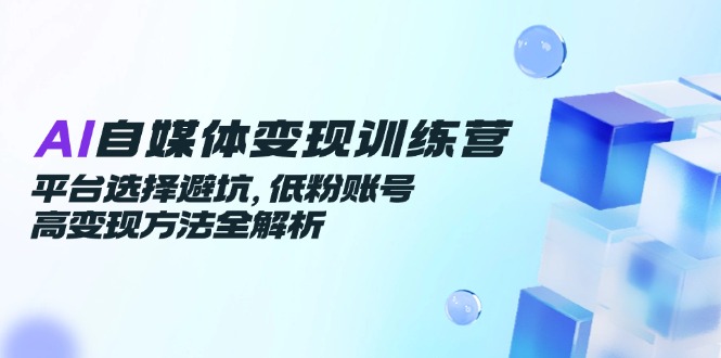 AI自媒体变现训练营，平台选择避坑，低粉账号高变现方法全解析-泱泱学习社