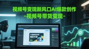 视频号变现新风口AI爆款创作-视频号带货变现-泱泱学习社
