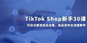 TikTok Shop新手30课，开店注册到后台设置，选品发布全流程教学-泱泱学习社