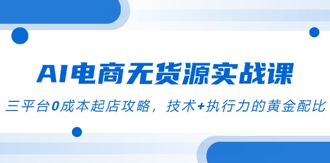 AI电商无货源实战课，三平台0成本起店攻略，技术+执行力的黄金配比-泱泱学习社