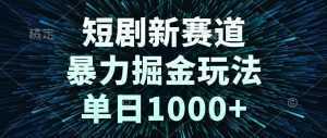 短剧新赛道，暴力掘金玩法，单日1000+-泱泱学习社