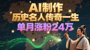 暴力起号！用AI制作历史名人传奇一生，单月涨粉24万，涨粉+变现赛道黑马来了-泱泱学习社