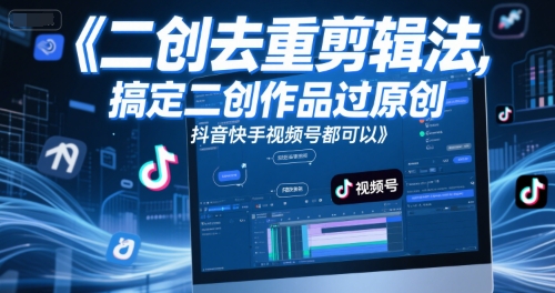 短视频二创去重剪辑法，搞定二创作品过原创，抖音快手视频号都可以-泱泱学习社