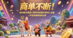 商单不断！纯AI制作西游人物羊毛毡版文旅MV，流量+节目效果统统拉满-泱泱学习社