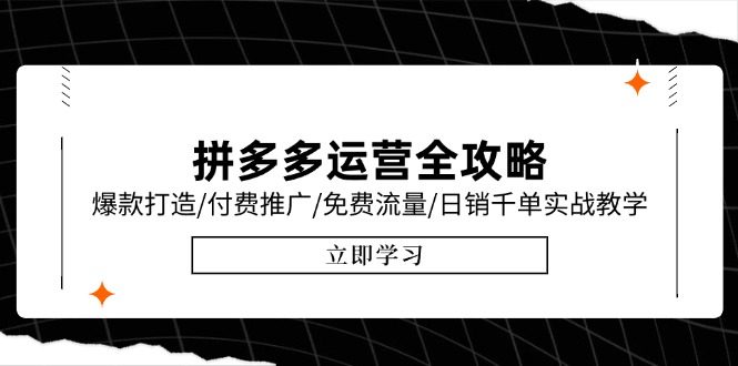 拼多多运营全攻略，爆款打造/付费推广/免费流量/日销千单实战教学/6月更新-泱泱学习社