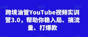 跨境油管YouTube视频实训营3.0,帮助你稳入局、搞流量、打爆款(更新2025)-泱泱学习社