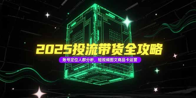 2025投流带货全攻略，账号定位人群分析，短视频图文商品卡运营-泱泱学习社
