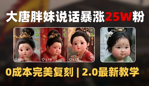 AI大唐胖贵妃说话2.0，40条视频暴涨40w粉，附独家变现攻略-泱泱学习社