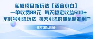私域项目新玩法【适合小白】 一单收费88.每天稳定收益几张-泱泱学习社