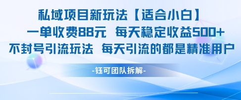 私域项目新玩法【适合小白】 一单收费88.每天稳定收益几张-泱泱学习社