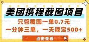 美团携程截图项目，只管截图一单0.7元，一分钟三单，一天稳定5张+【揭秘】-泱泱学习社