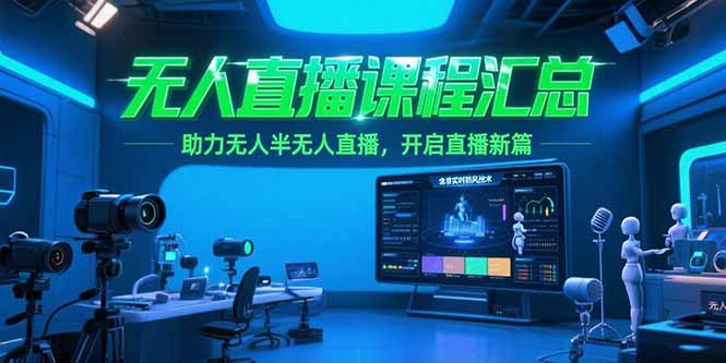 无人直播课程汇总，含非实时防风技术，助力无人半无人直播，开启直播新篇-泱泱学习社