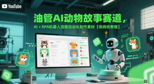 油管AI动物故事赛道，AI+RPA机器人流程自动化制作素材【保姆级教程】-泱泱学习社