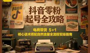 抖音零粉起号全攻略：电商带货 5+1 核心话术搭配自然流量全流程实操指南-泱泱学习社
