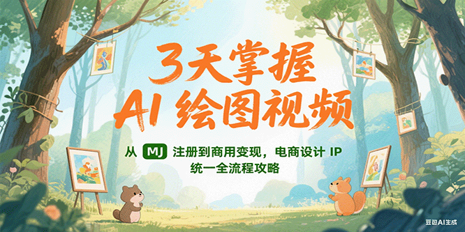 3天掌握AI绘图视频，从MJ 注册到商用变现，电商设计IP统一全流程攻略-泱泱学习社