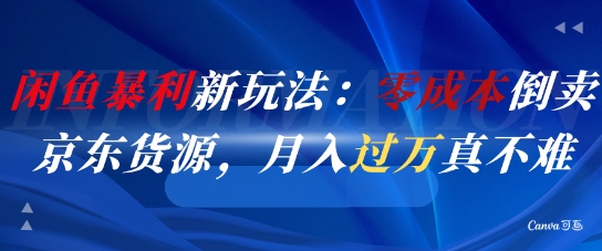 闲鱼暴利新玩法：零成本倒卖京东货源，月入过1W真不难-泱泱学习社