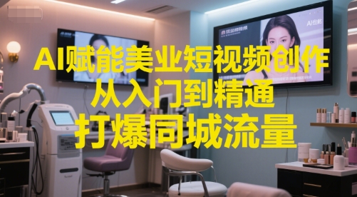 AI赋能美业短视频创作，从入门到精通，打爆同城流量，超级AI工具短视频实操落地-泱泱学习社