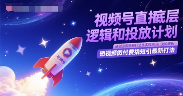 视频号直播底层逻辑和投放计划，短视频微付费撬短引最新打法-泱泱学习社