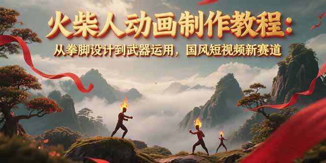 图片[1]-火柴人动画制作教程：从拳脚设计到武器运用，国风短视频新赛道-泱泱学习社