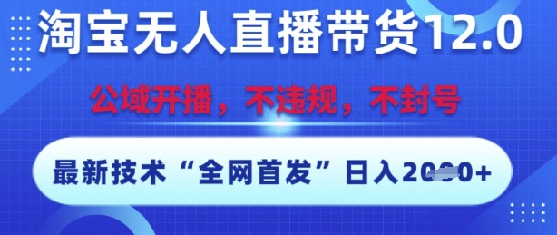淘宝无人直播带货12.0，最新技术，不封号，不违规，操作简单，开播爆单，日入多张【揭秘】-泱泱学习社