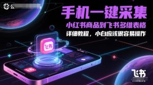 手机一键采集小红书商品到飞书多维表格，详细教程，小白应该很容易操作-泱泱学习社