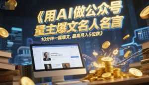 用AI做公众号流量主爆文名人名言，10分钟一篇爆文，最高月入5位数-泱泱学习社