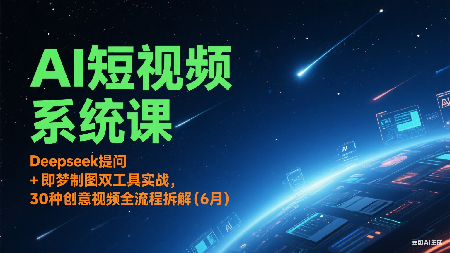 图片[1]-AI短视频系统课：Deepseek提问 + 即梦制图双工具实战，30种创意视频全流程拆解(6月)-泱泱学习社